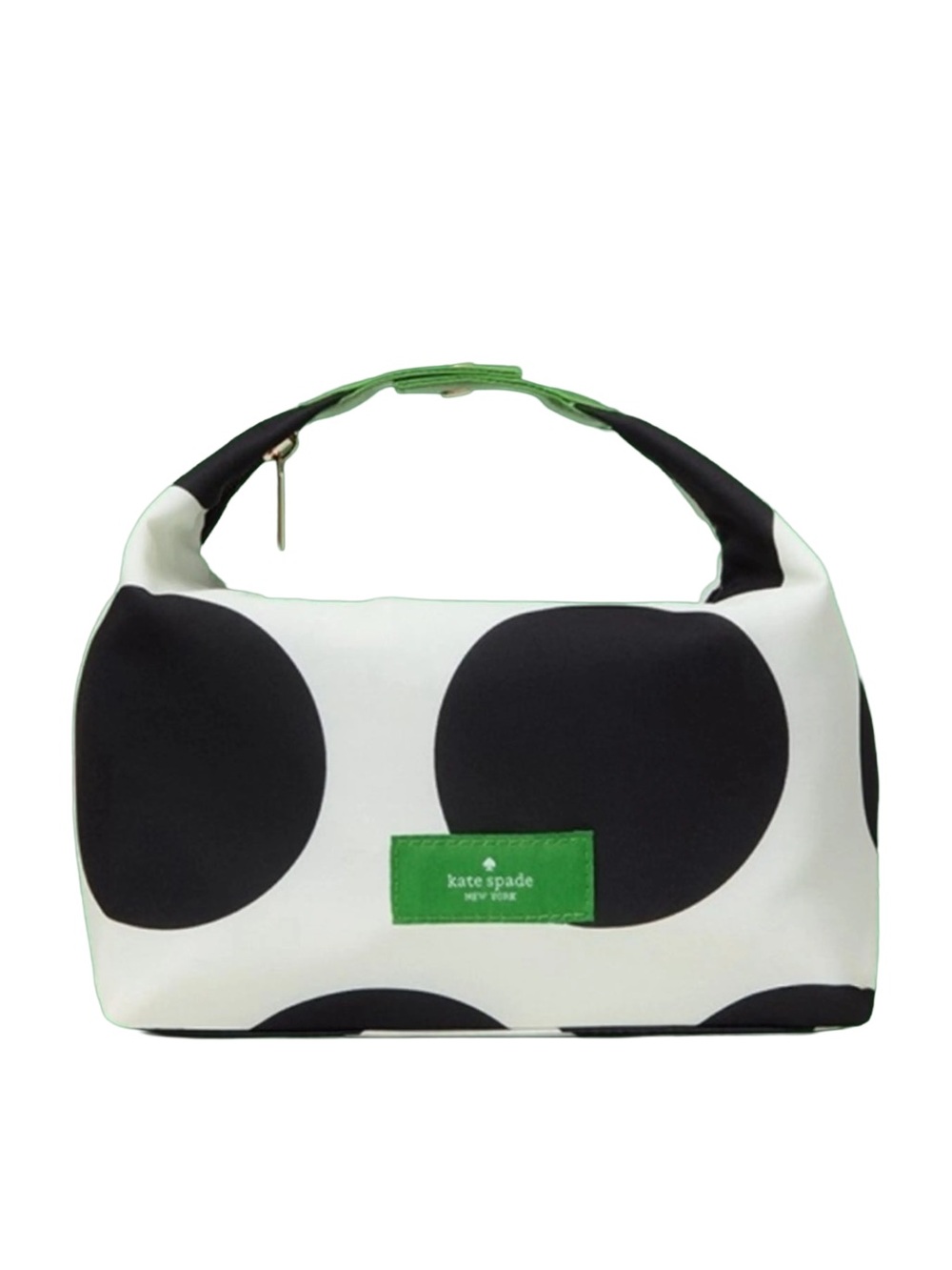 Kate Spade New York Black Polka Dot Cosmetic Makeup Bag Green Trim Pouch